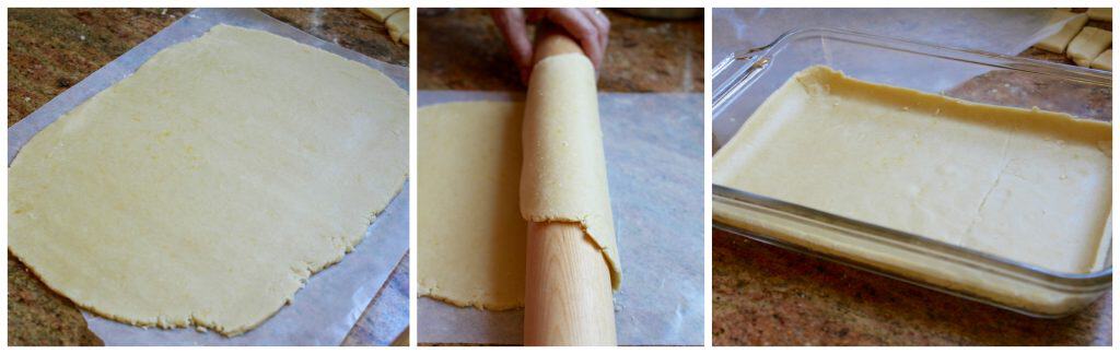 Preparing base pastry for Scottish Fruit Slice