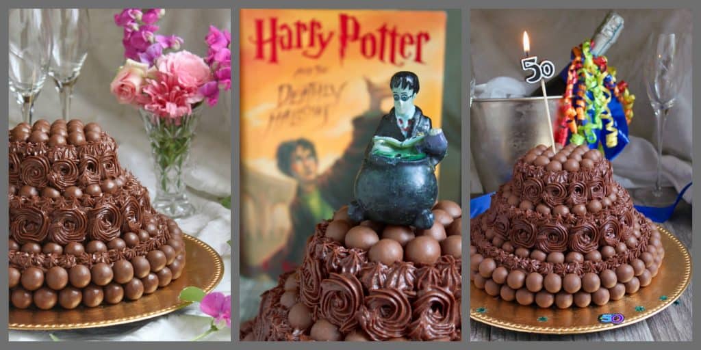 collage of Malteser Harry Potter cake