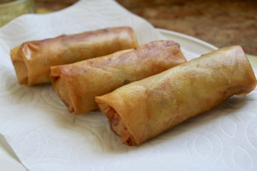 Lumpia fresh out of the frying pan