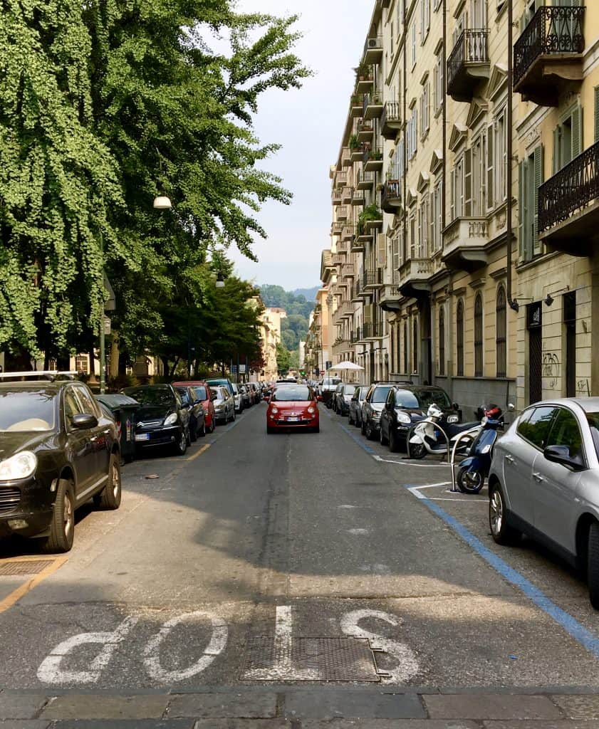Fiat Turin street torino red car
