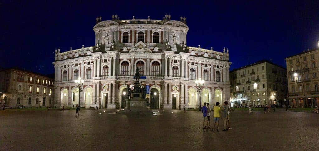 Turin building at night