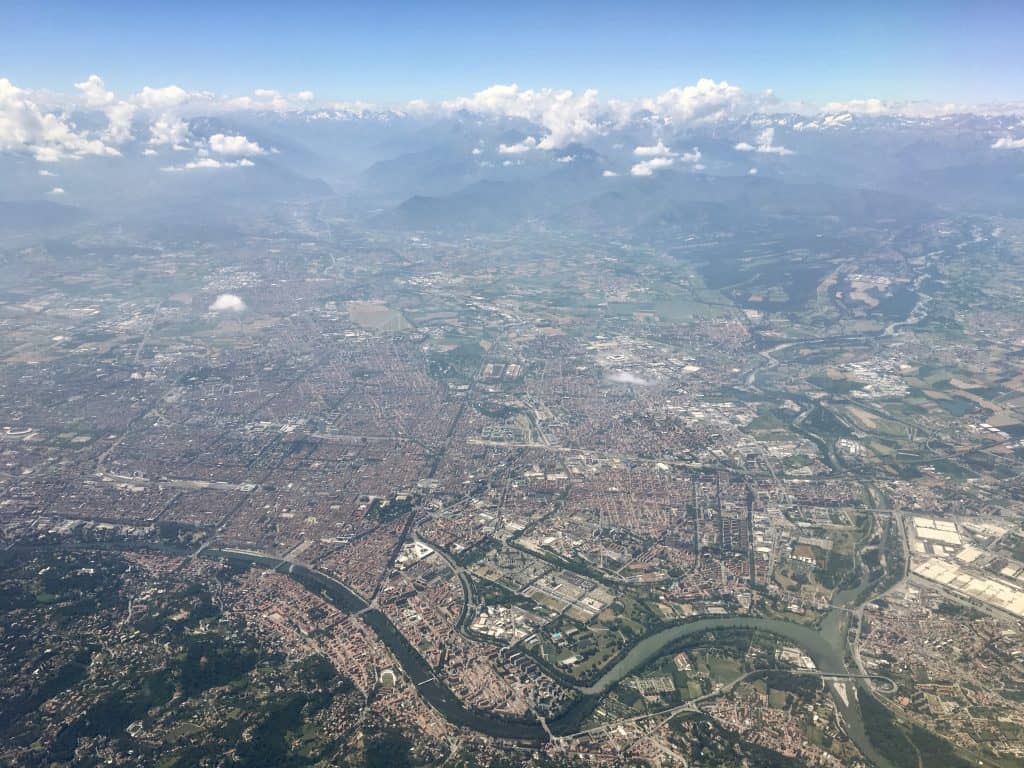 Turin aerial shot torino alps city