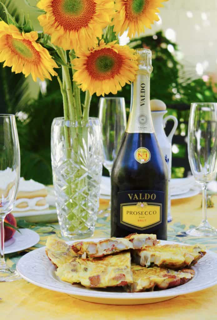 Valdo Prosecco on a table for Italian brunch