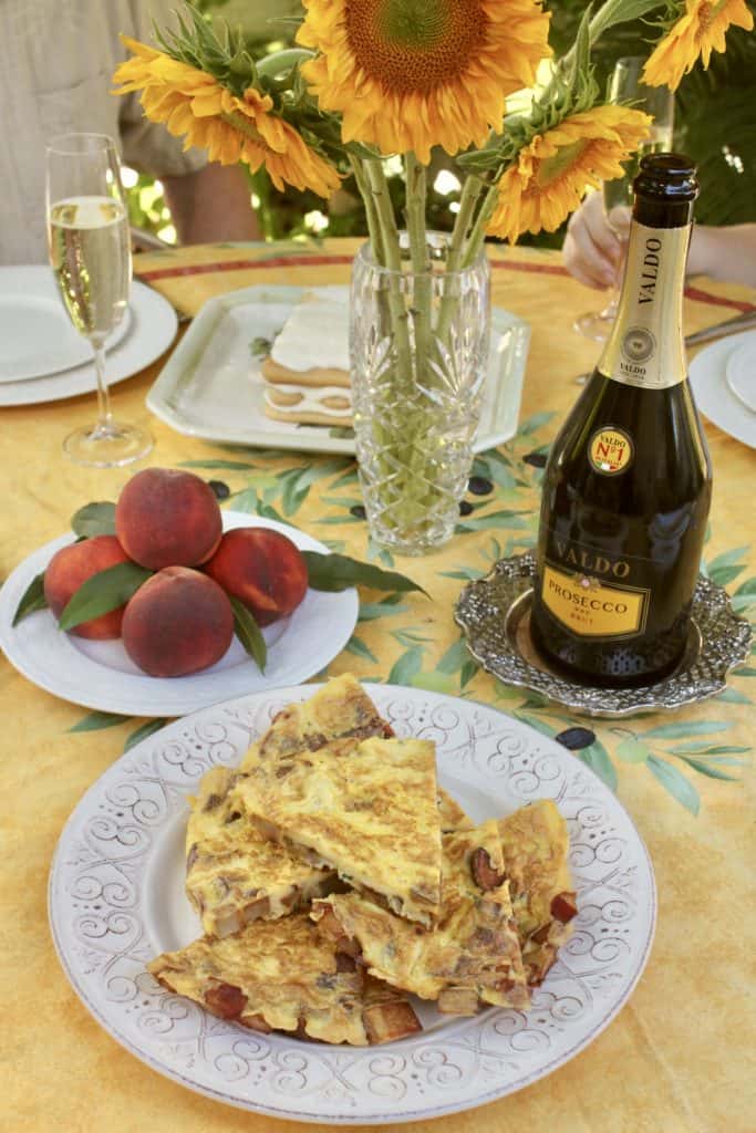 Brunch table with frittata