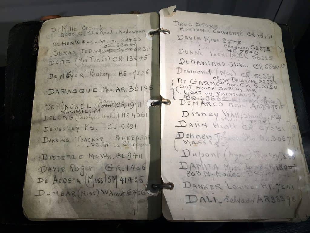 Jack Warner's address book