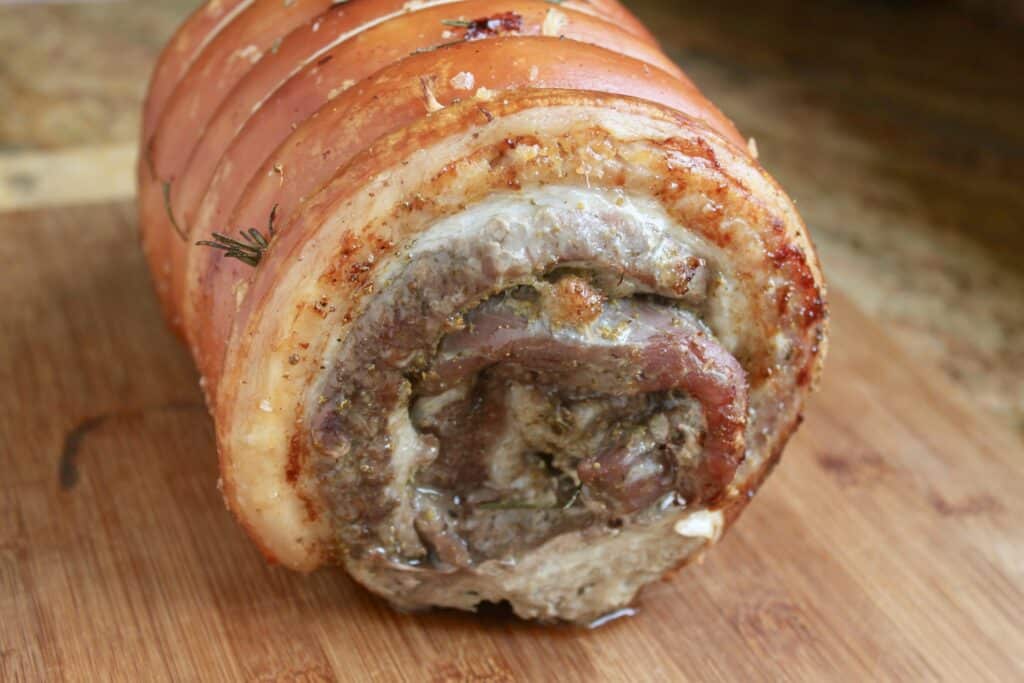 porchetta on a board