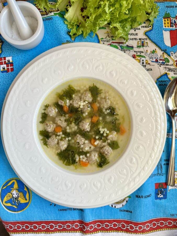 Wedding soup in a bowl