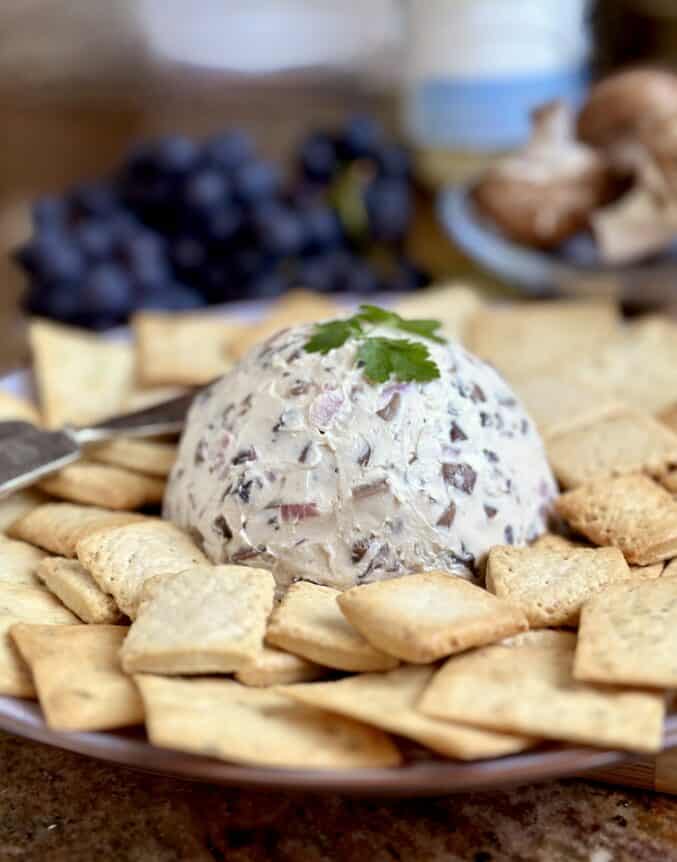 cheese ball with crackers