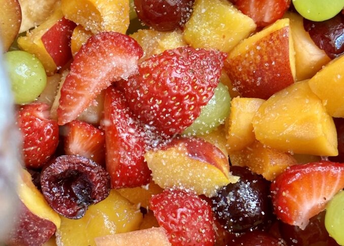 close up fruit and sugar