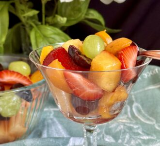 glass of macedonia fruit salad