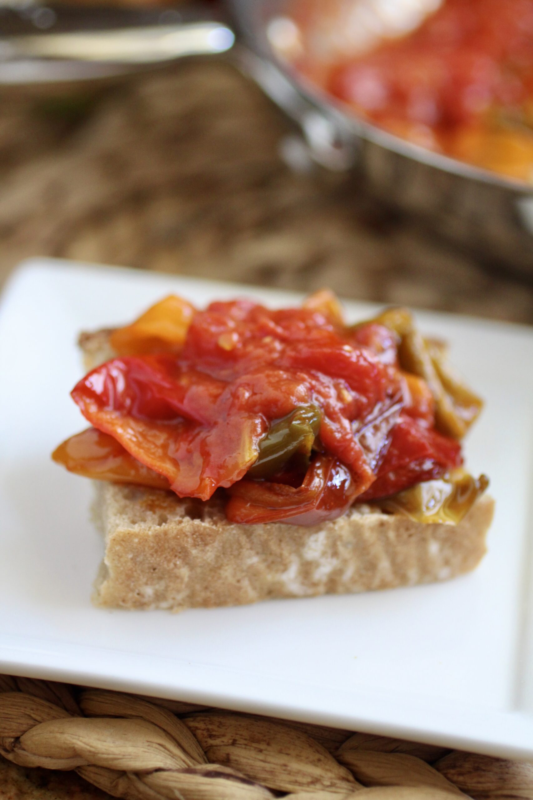 Peperonata on a white plate