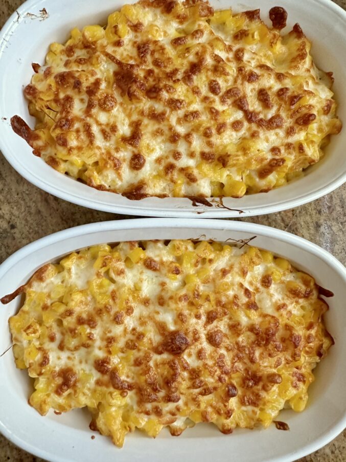 corn cheese in two dishes