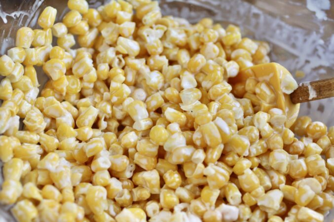 mixing corn and other ingredients