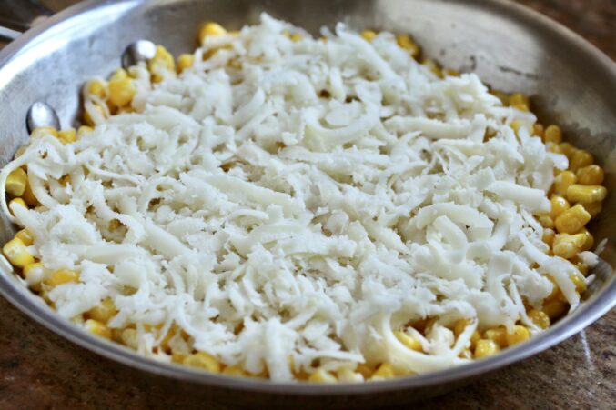 cheese corn in a pan