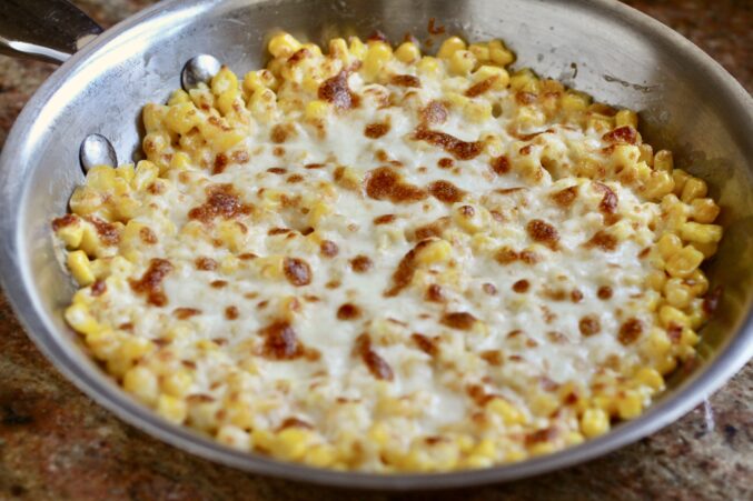 corn cheese in a pan