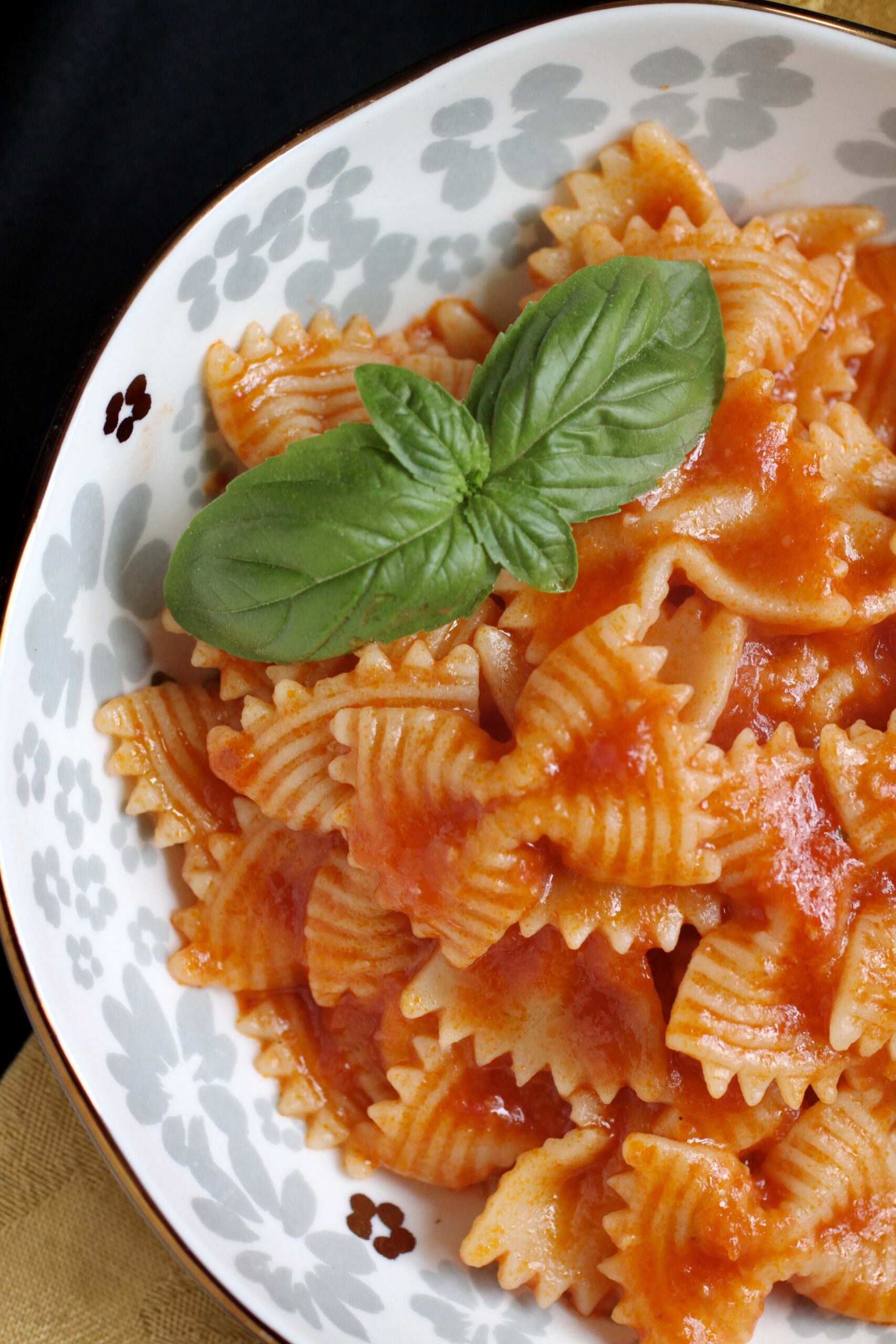 farfalle overhead in a bowl