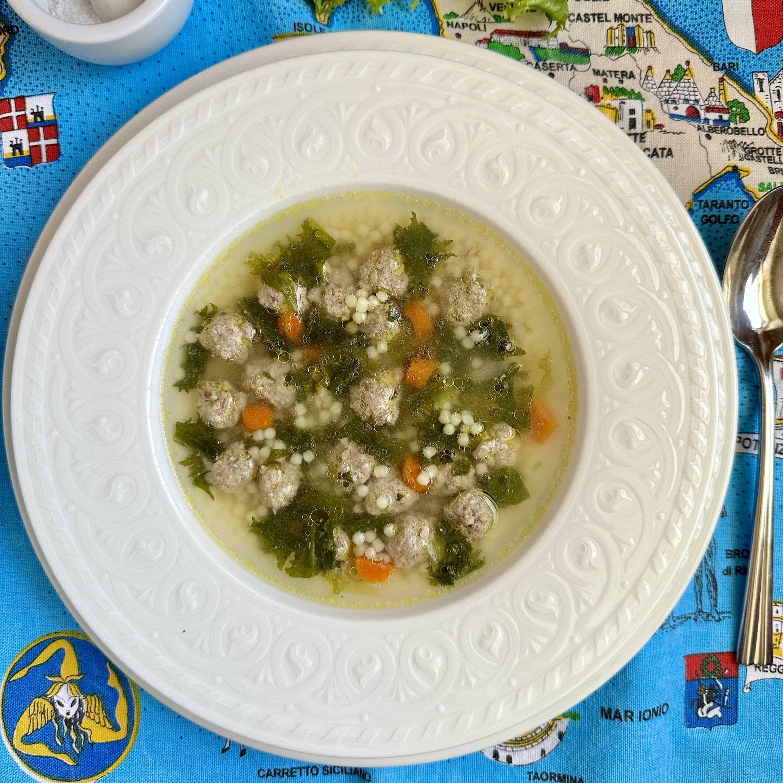 Wedding soup in a bowl