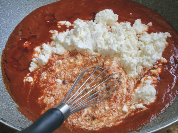 mixing in ricotta