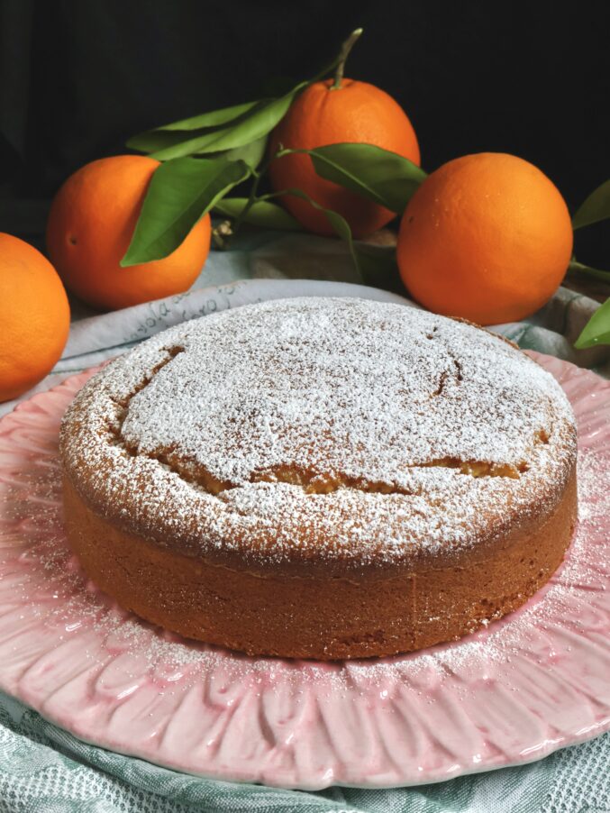 orange olive oil cake dusted with sugar