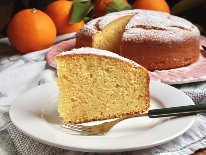 slice of orange olive oil cake