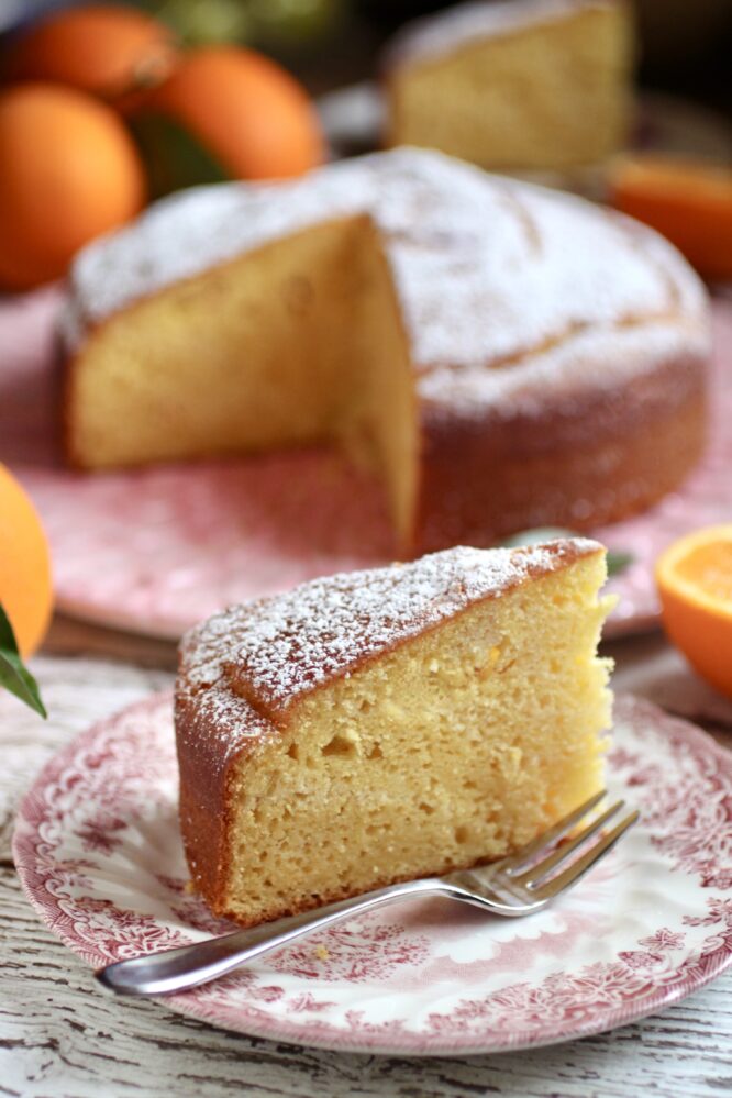 slice of orange olive oil cake